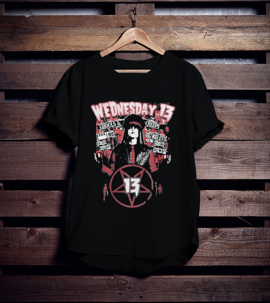 Wednesday 13 Ghouls Creeps Blood Spattered Pentagram 13 T-Shirt