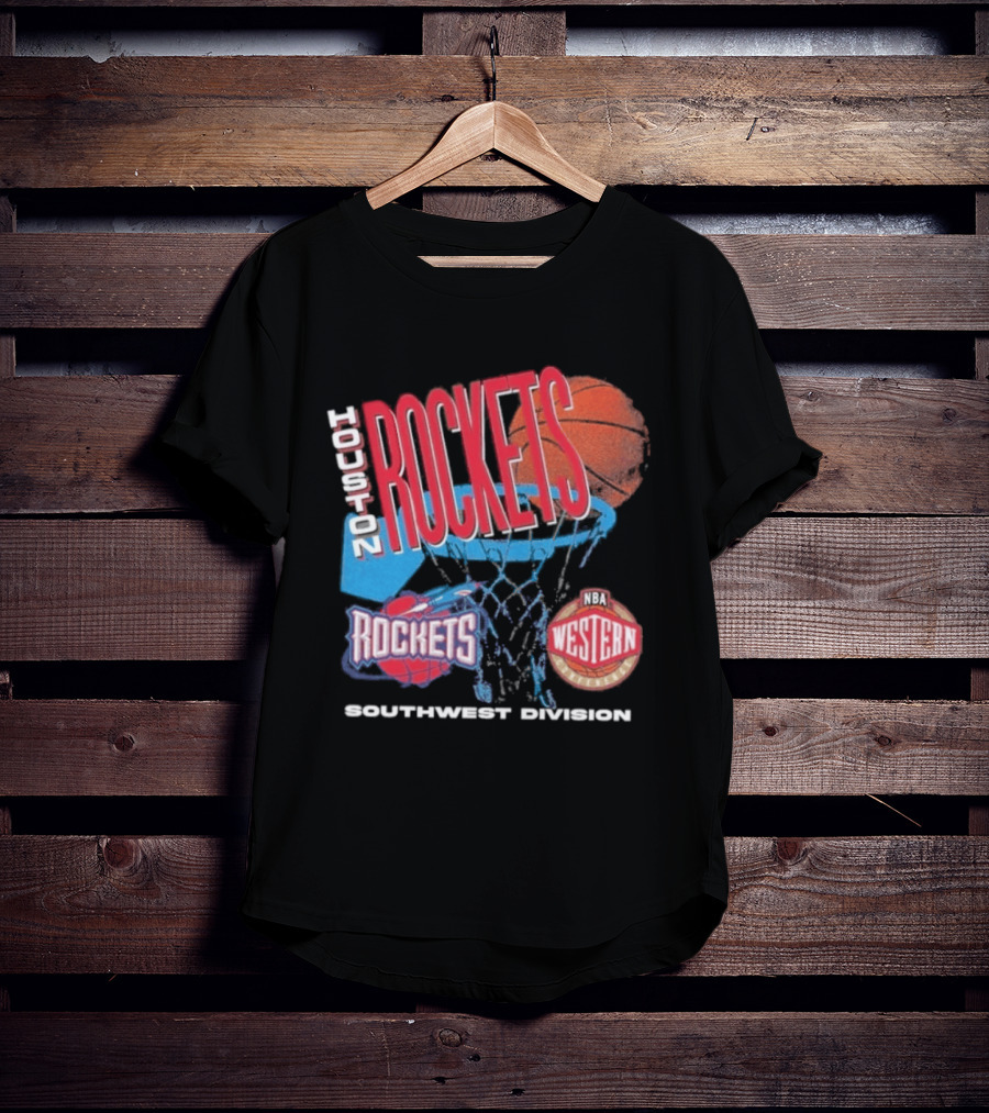 Houston Rockets Southwest Division NBA Western Hardwood Classics 90s Basketball Team T-Shirt