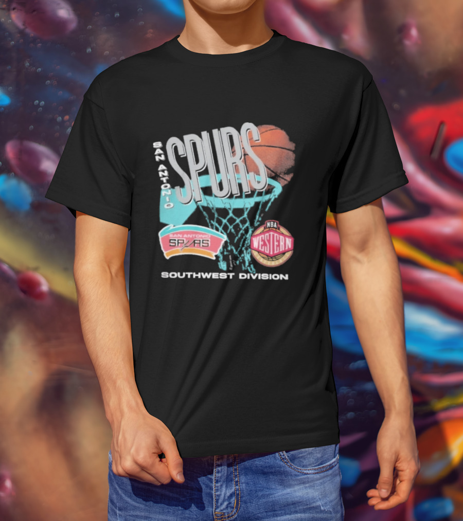 San Antonio Spurs 90s Hardwood Classics Southwest Division Western T-Shirt