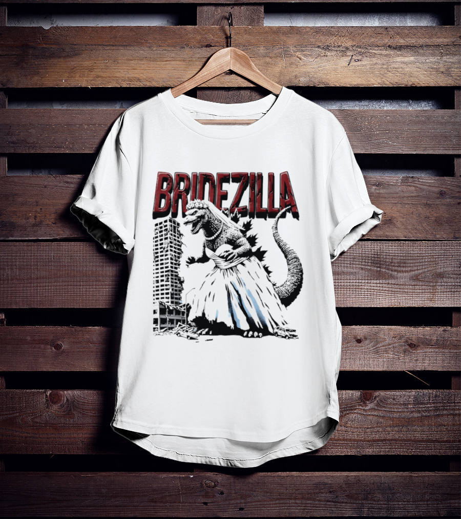Bridezilla Godzilla Wedding City Monster Scene T-Shirt