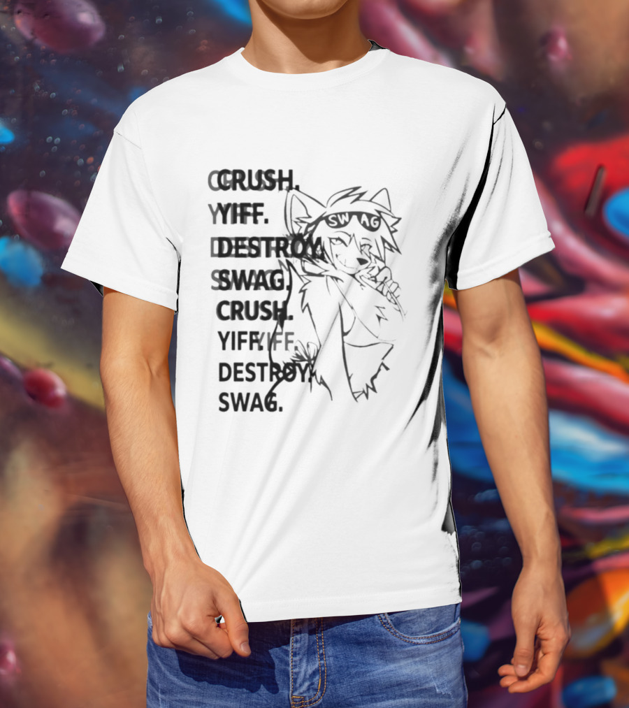 Crush Yiff Destroy Swag Fox Character Sunglasses T-Shirt