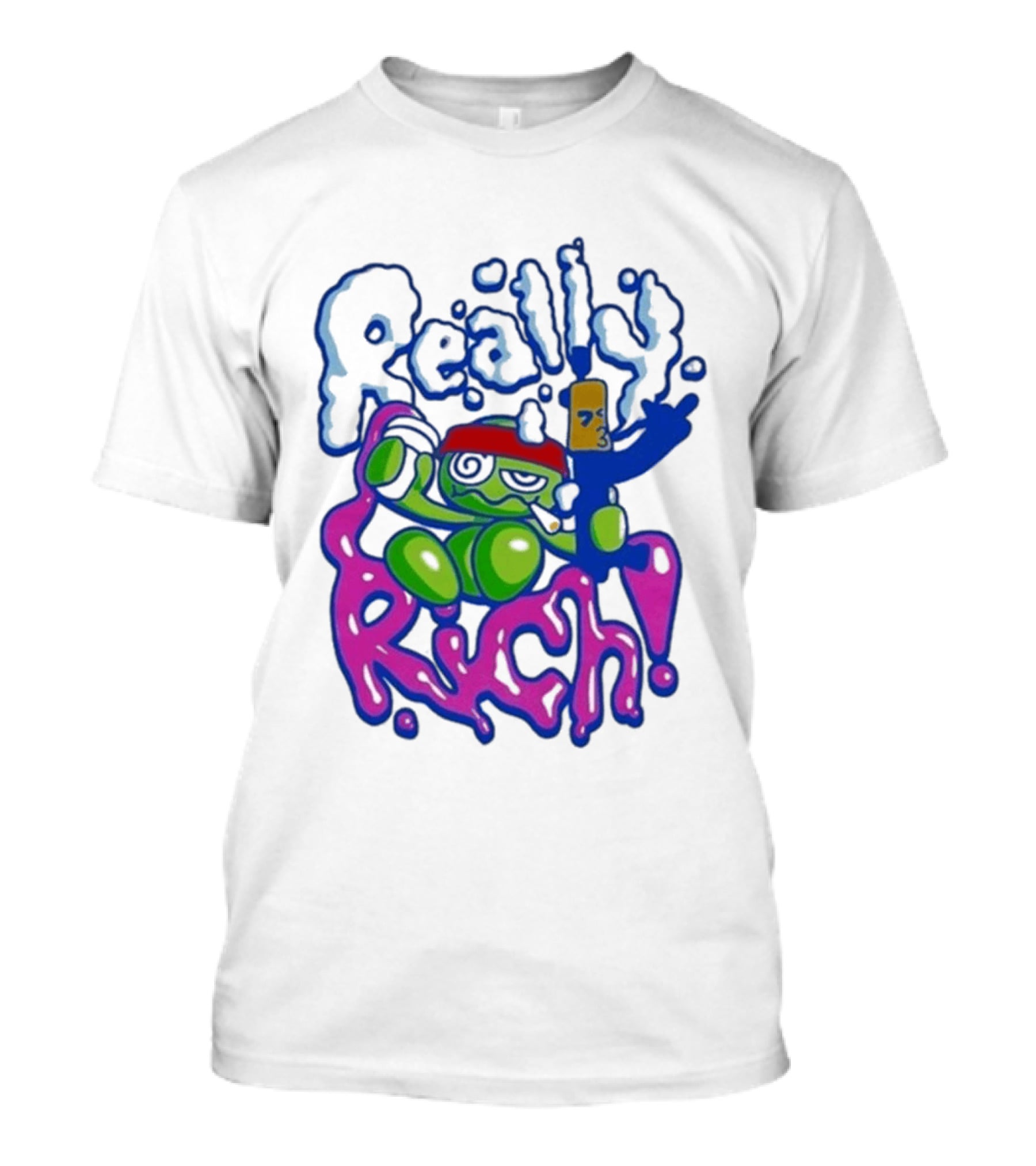Really Rich Frog With Red Headband And Bottle T-Shirt