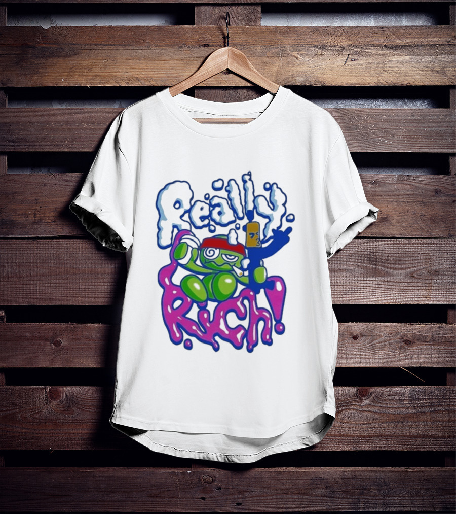 Really Rich Frog With Red Headband And Bottle T-Shirt