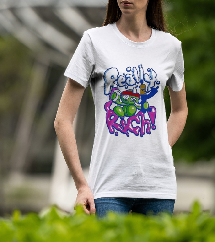 Really Rich Frog With Red Headband And Bottle T-Shirt
