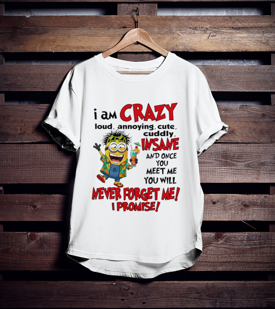 I Am Crazy Loud Annoying Cute Cuddly Insane Once You Meet Me Never Forget Promise T-Shirt