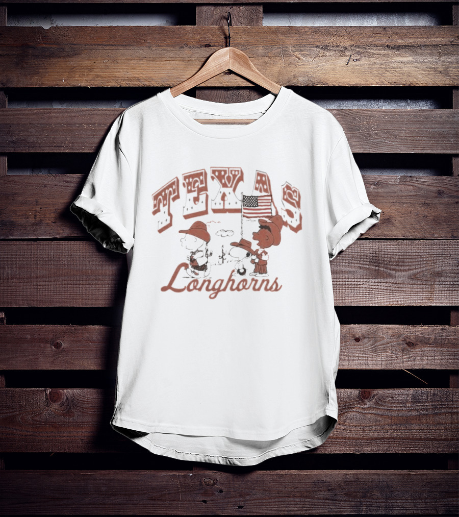 Peanuts Texas Longhorns Charlie Brown Snoopy Baseball Tex Mex T-Shirt