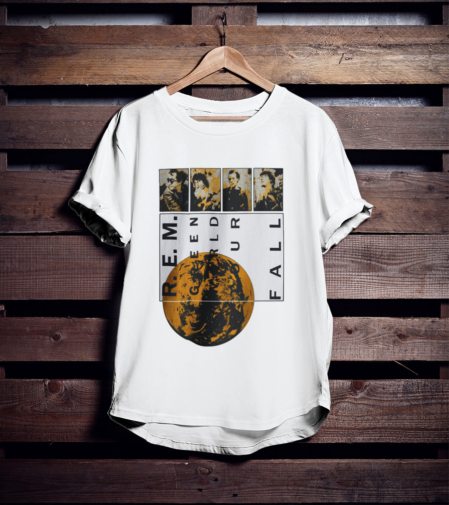 R.E.M. 1989 Green World Tour Fall Vintage Planet Band Photography T-Shirt