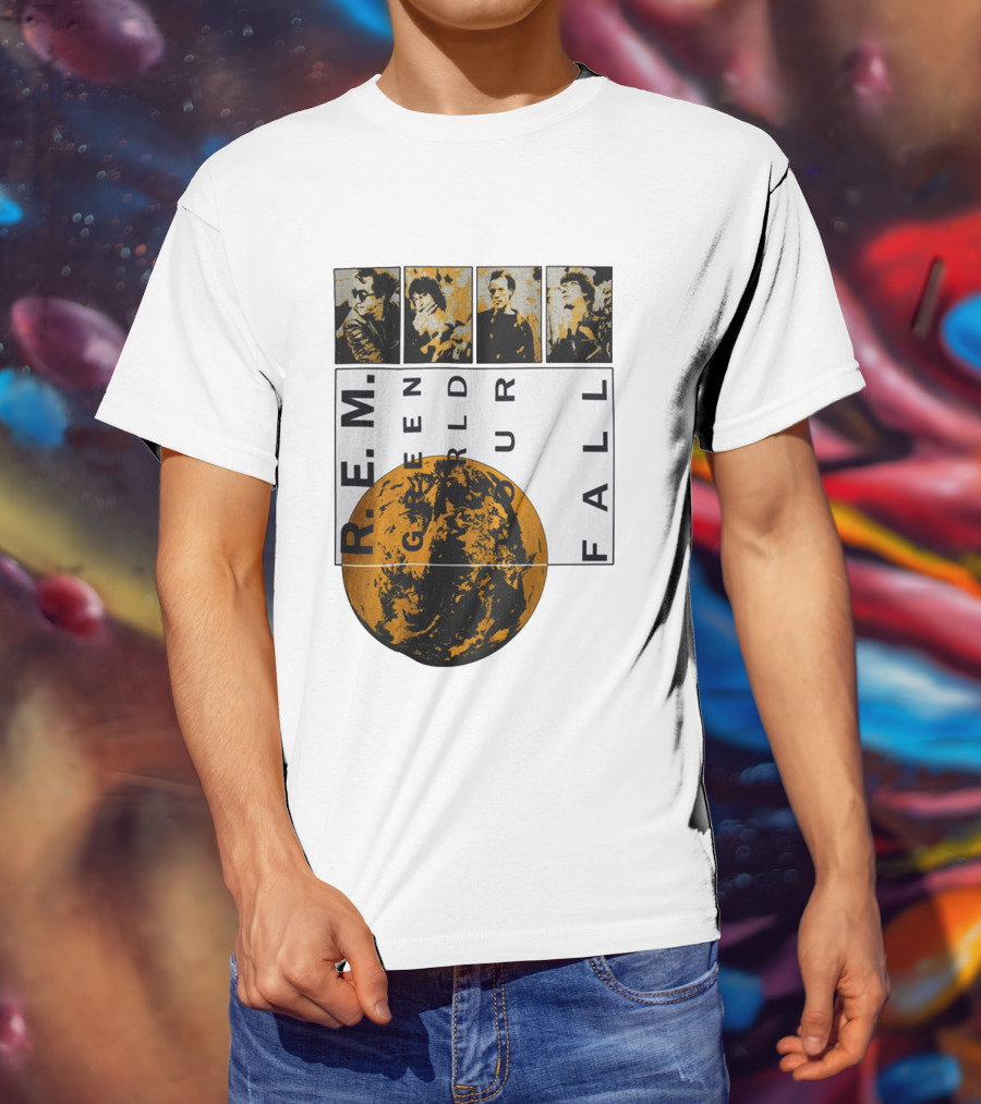 R.E.M. 1989 Green World Tour Fall Vintage Planet Band Photography T-Shirt