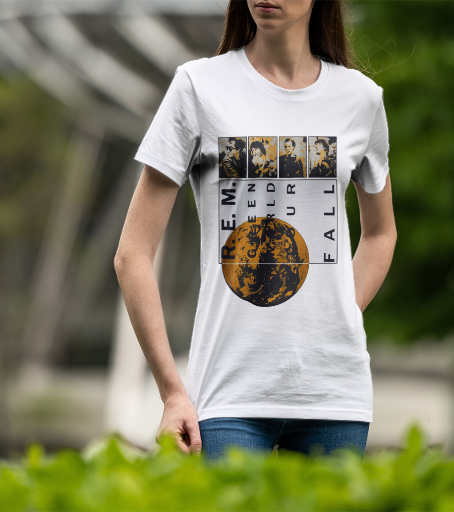 R.E.M. 1989 Green World Tour Fall Vintage Planet Band Photography T-Shirt