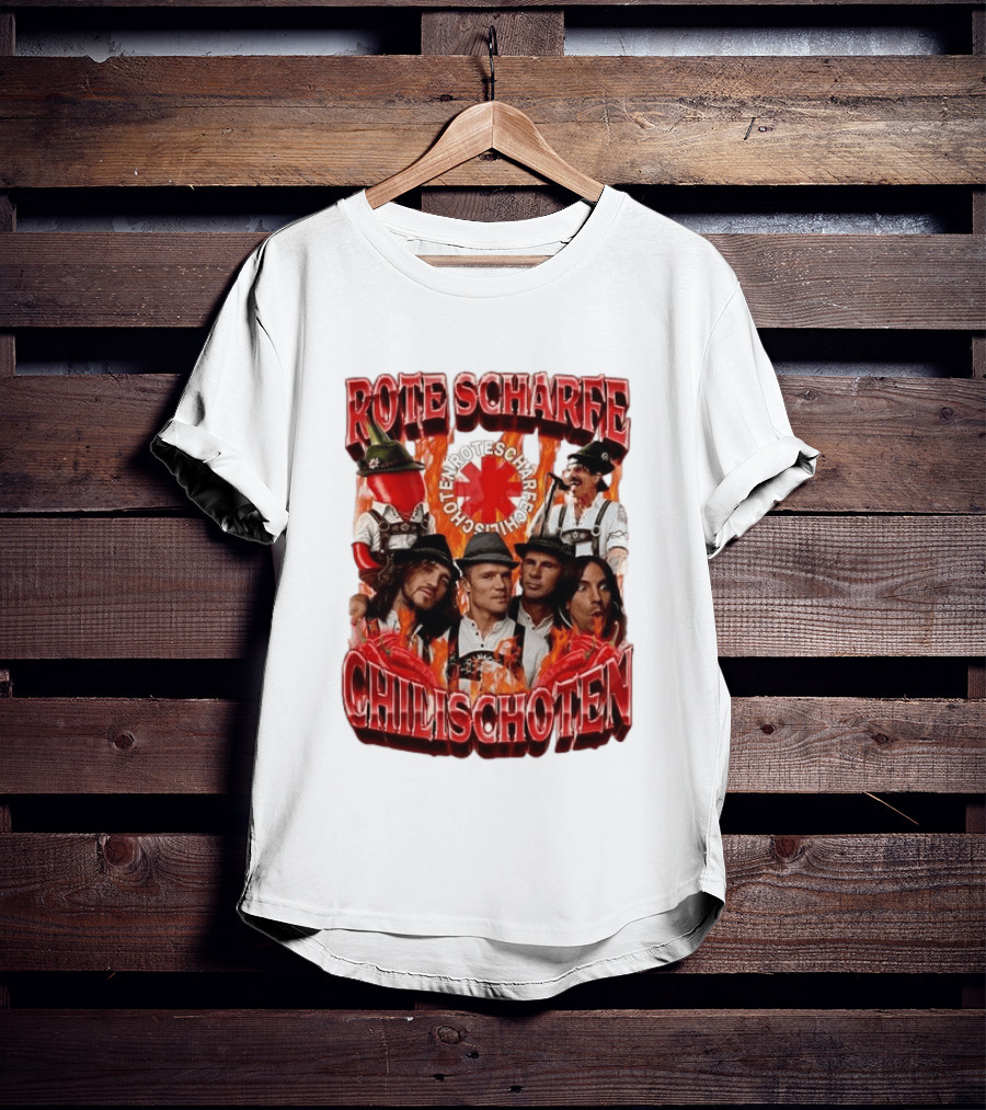 Rote Scharfe Chilischoten Lederhosen Band Mitglieder Custom T-Shirt