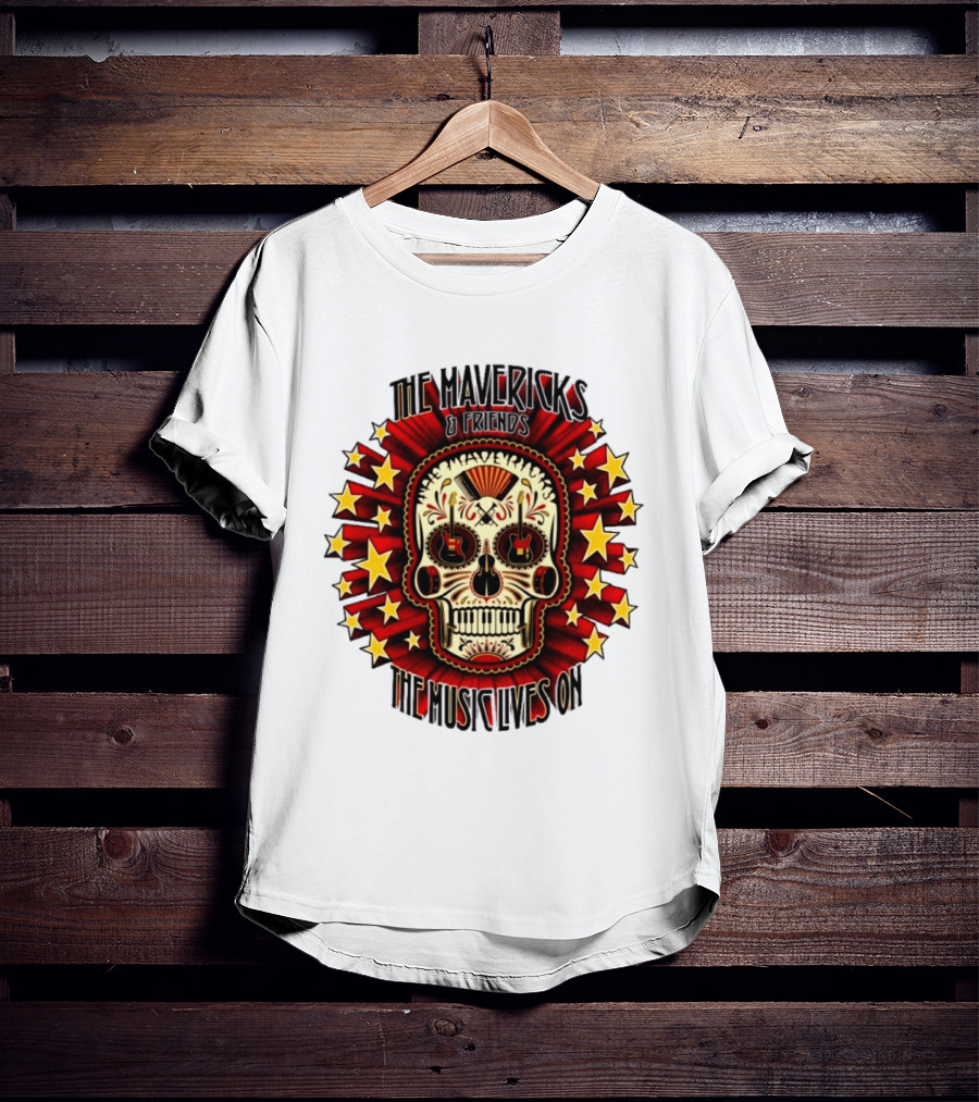 The Mavericks The Music Lives On 2026 Tour Dates Sugar Skull Stars Guitar T-Shirt