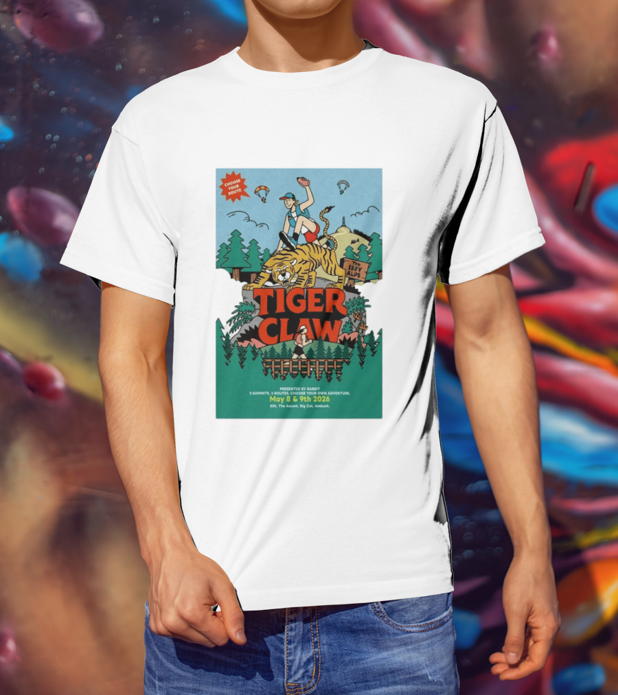 Choose Your Route Tiger Claw May 8 9 2026 3 Summits Adventure 50k The Ascent Big Cat Ambush T-Shirt