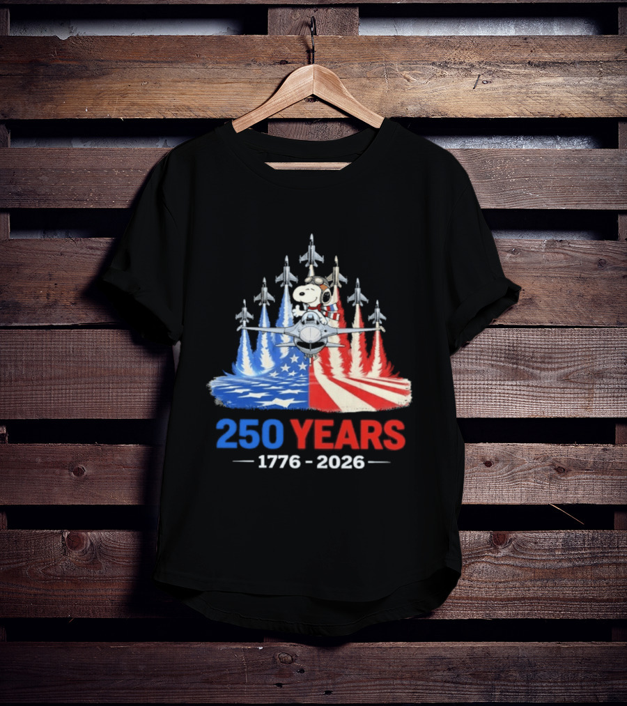 250 Years 1776 2026 Snoopy American Flag Jets T-Shirt