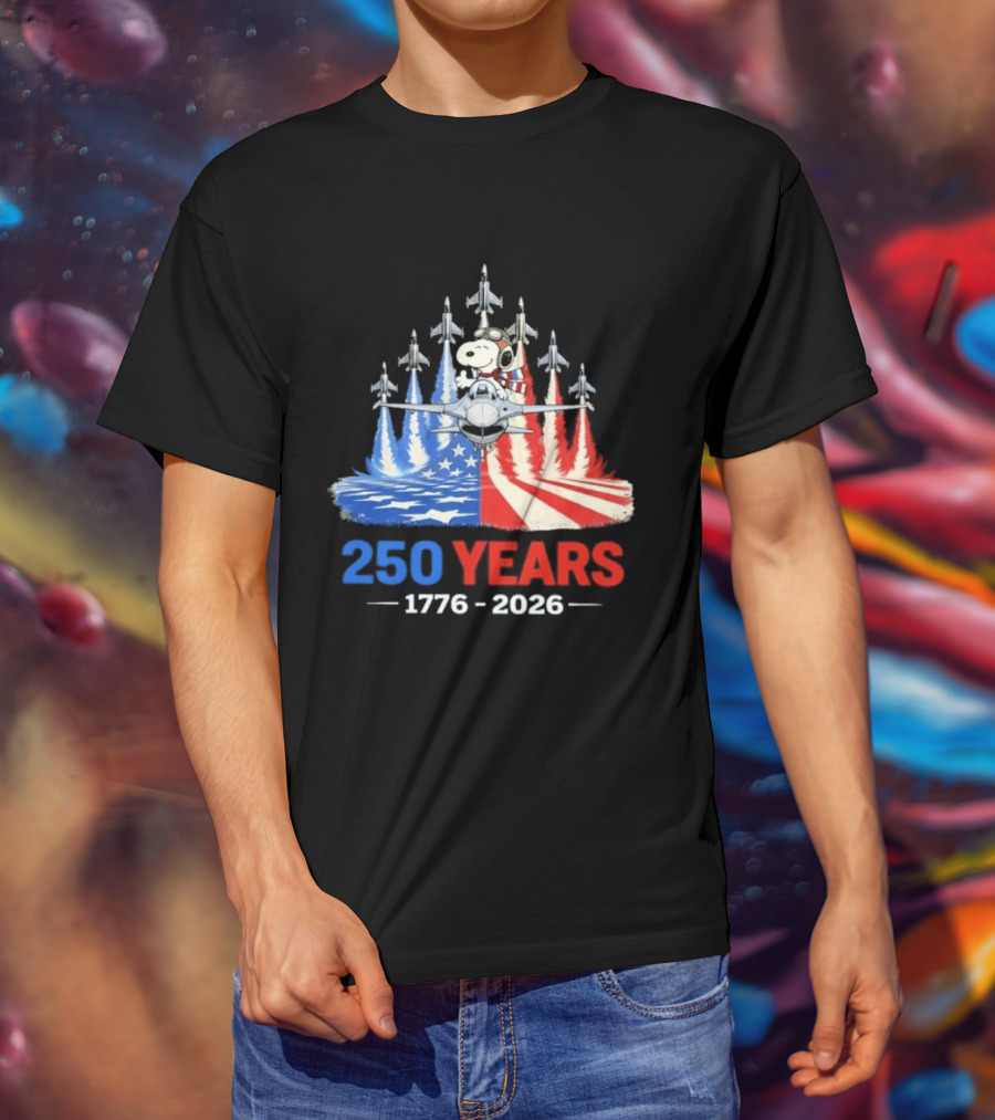 250 Years 1776 2026 Snoopy American Flag Jets T-Shirt