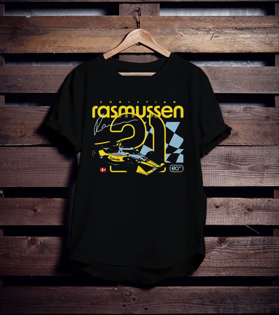 Christian Rasmussen 21 Splenda Chevrolet Racing ECR Flag Denmark T-Shirt
