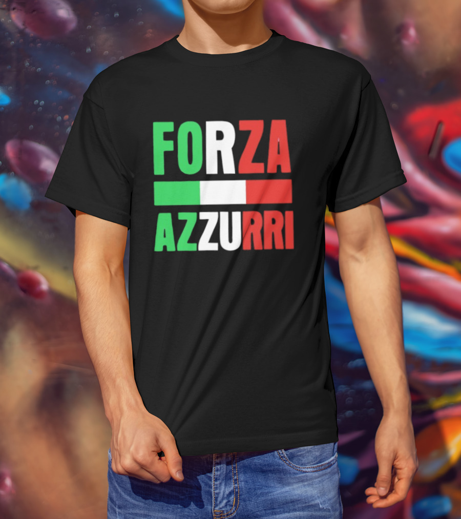 Forza Azzurri Italy Italian Flag Supporters T-Shirt