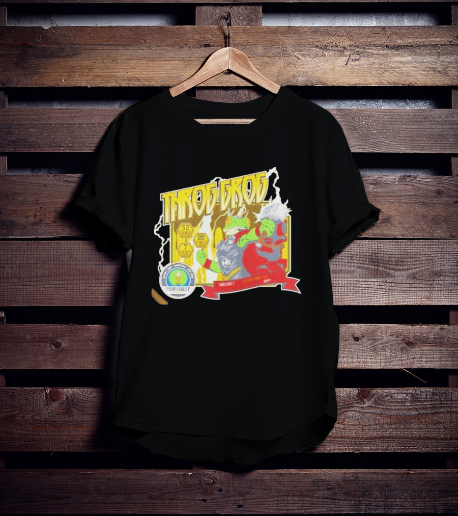 Throg Grog Puddle Gulp Superhero Frog Lightning Hammer Comic T-Shirt