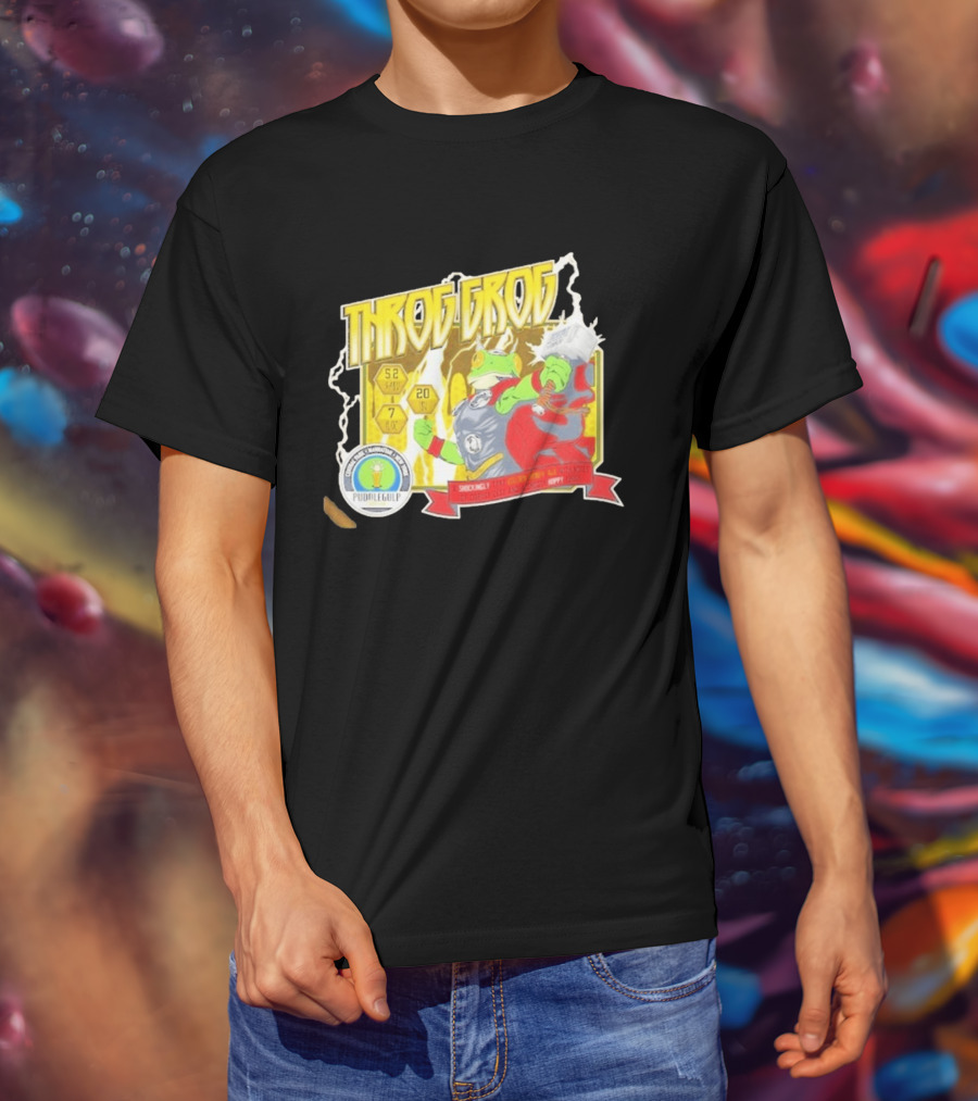 Throg Grog Puddle Gulp Superhero Frog Lightning Hammer Comic T-Shirt