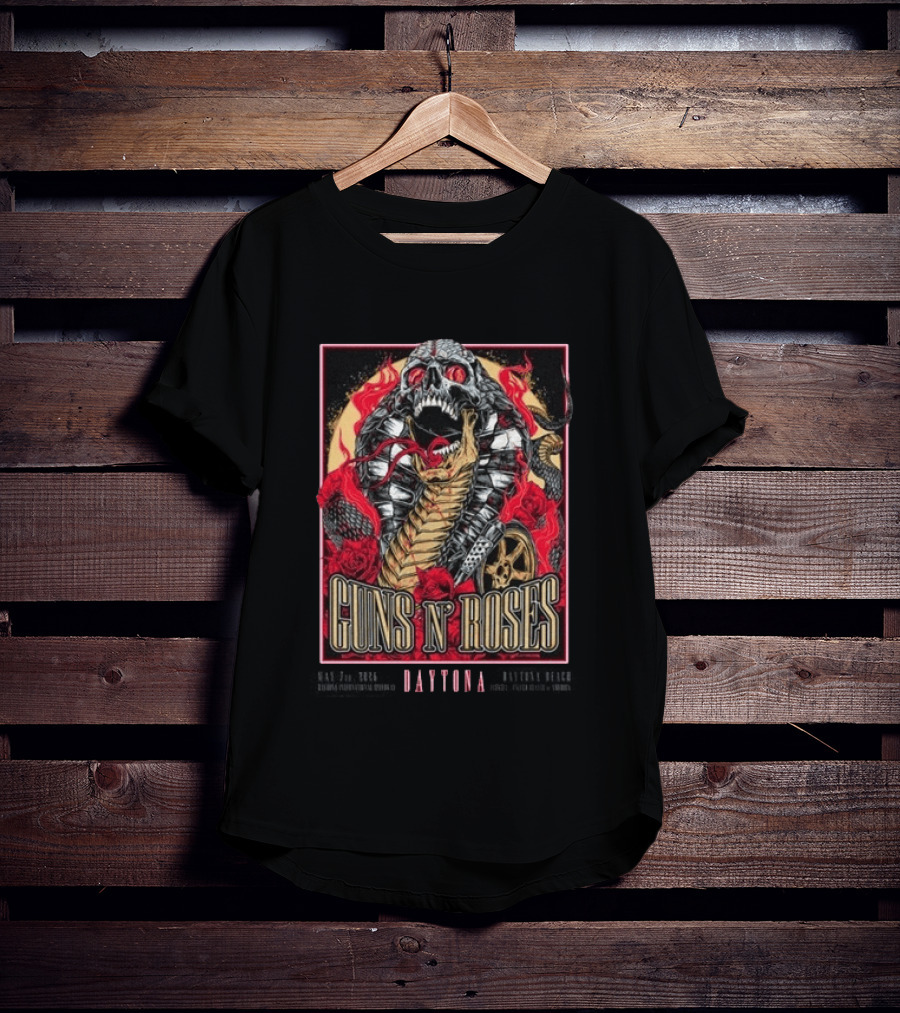 Guns N' Roses May 7 2026 Welcome To Rockville Daytona Beach Festival Skeleton Snake Roses T-Shirt