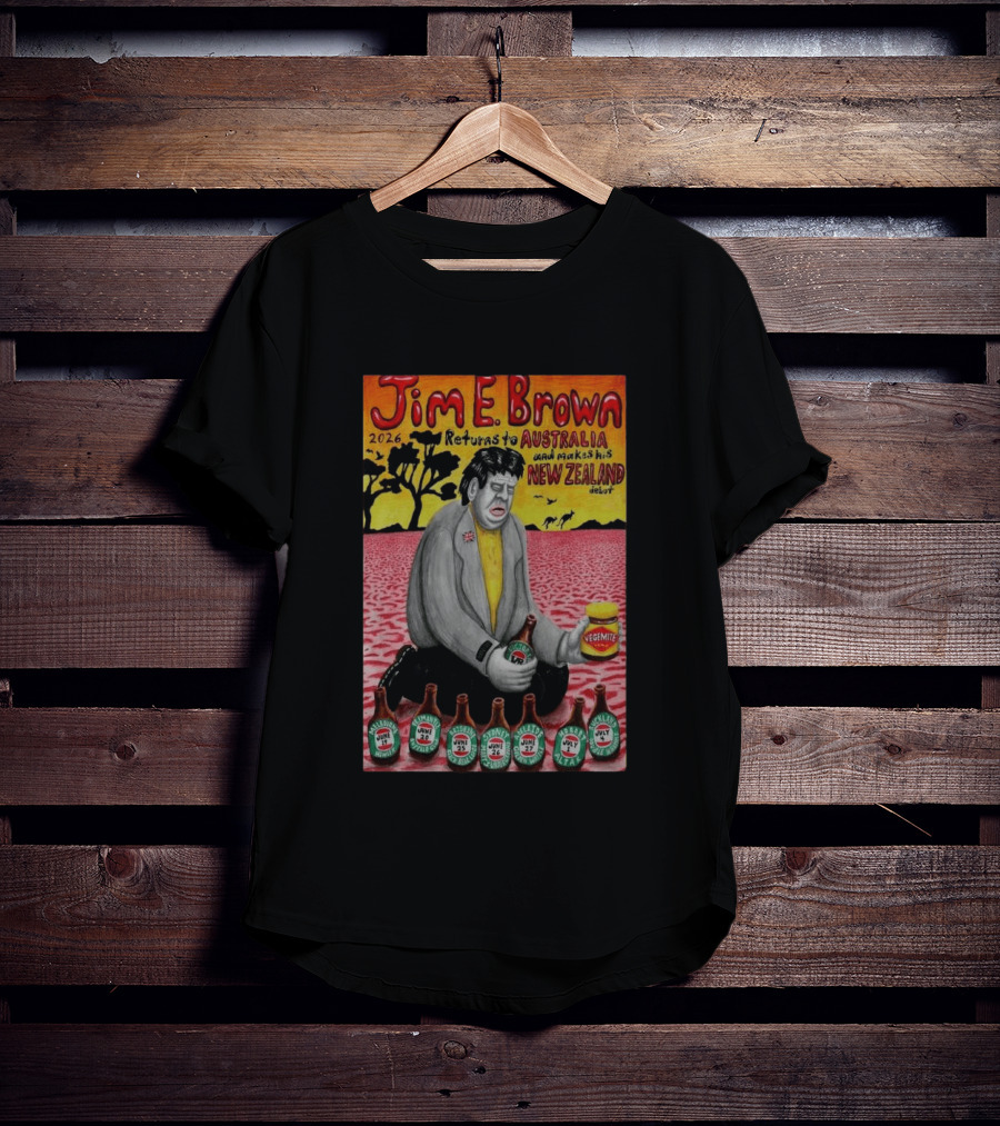 Jim E. Brown 2026 Returns To Australia New Zealand Debut Vegemite T-Shirt