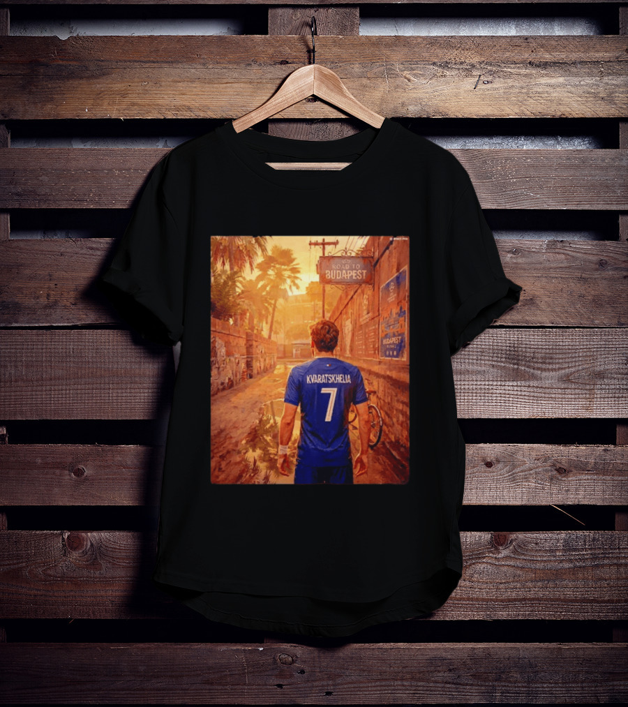 Khvicha Kvaratskhelia #7 Road To Budapest Georgian Footballer Journey T-Shirt