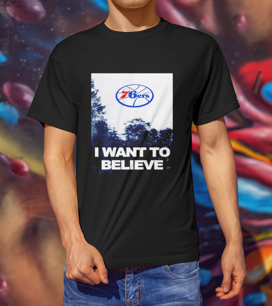 Philadelphia 76ers 6ers I Want To Believe UFO Basketball T-Shirt