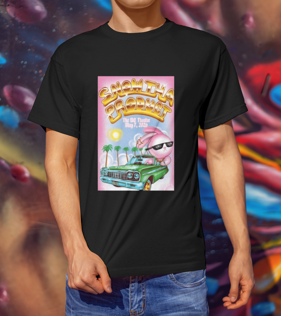 SNOW THA PRODUCT UC Theatre May 7 2026 Pink Bunny Sunglasses Lowrider Palms T-Shirt