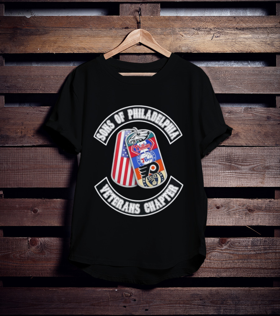 Sons Of Philadelphia Sports Veterans Chapter Dog Tags Eagles Phillies 76ers Flyers Union T-Shirt