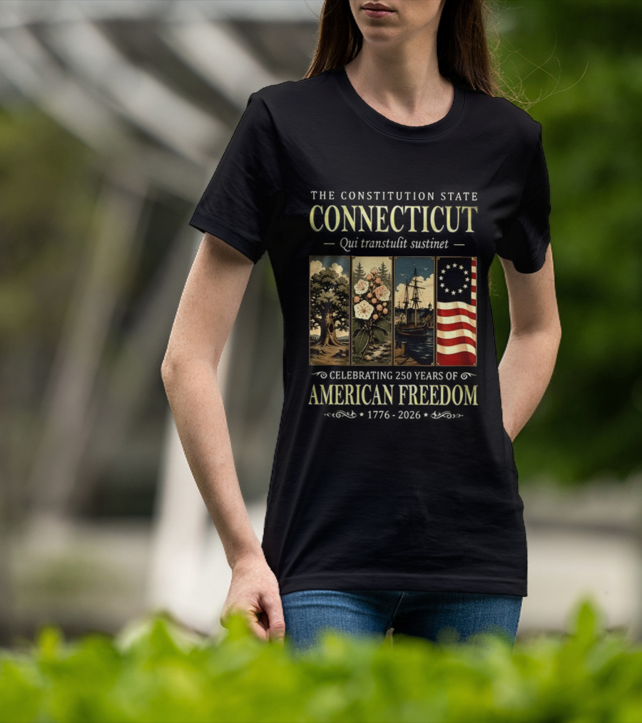 Connecticut Celebrating 250 Years Of American Freedom 1776 2026 Palmetto State T-Shirt