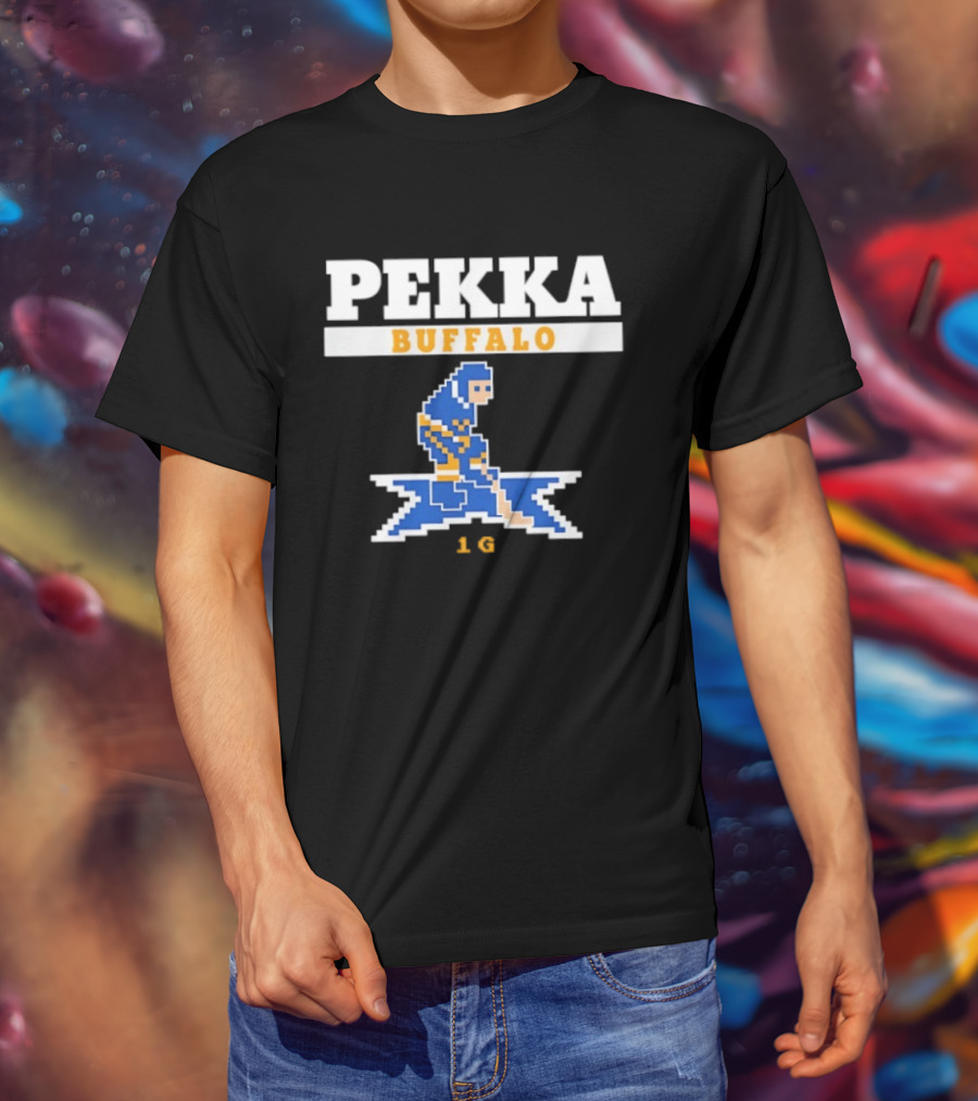 Pekka Buffalo Sabres 16 Hockey Pixelated Player T-Shirt
