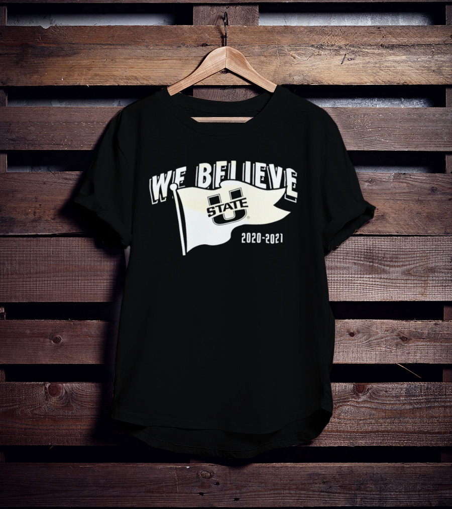 Utah State Aggies We Believe 2020 2021 Logo Flag T-Shirt