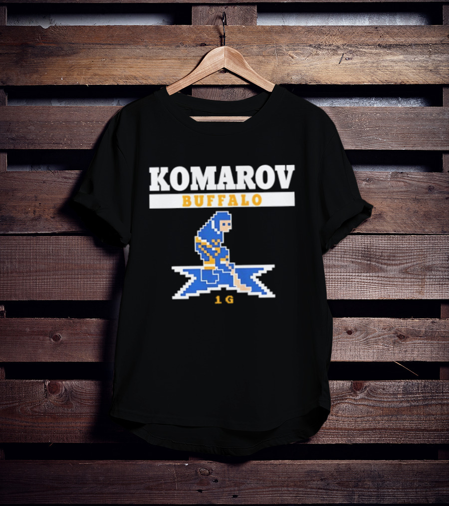 Komarov Buffalo Sabres 76 Hockey Pixel T-Shirt