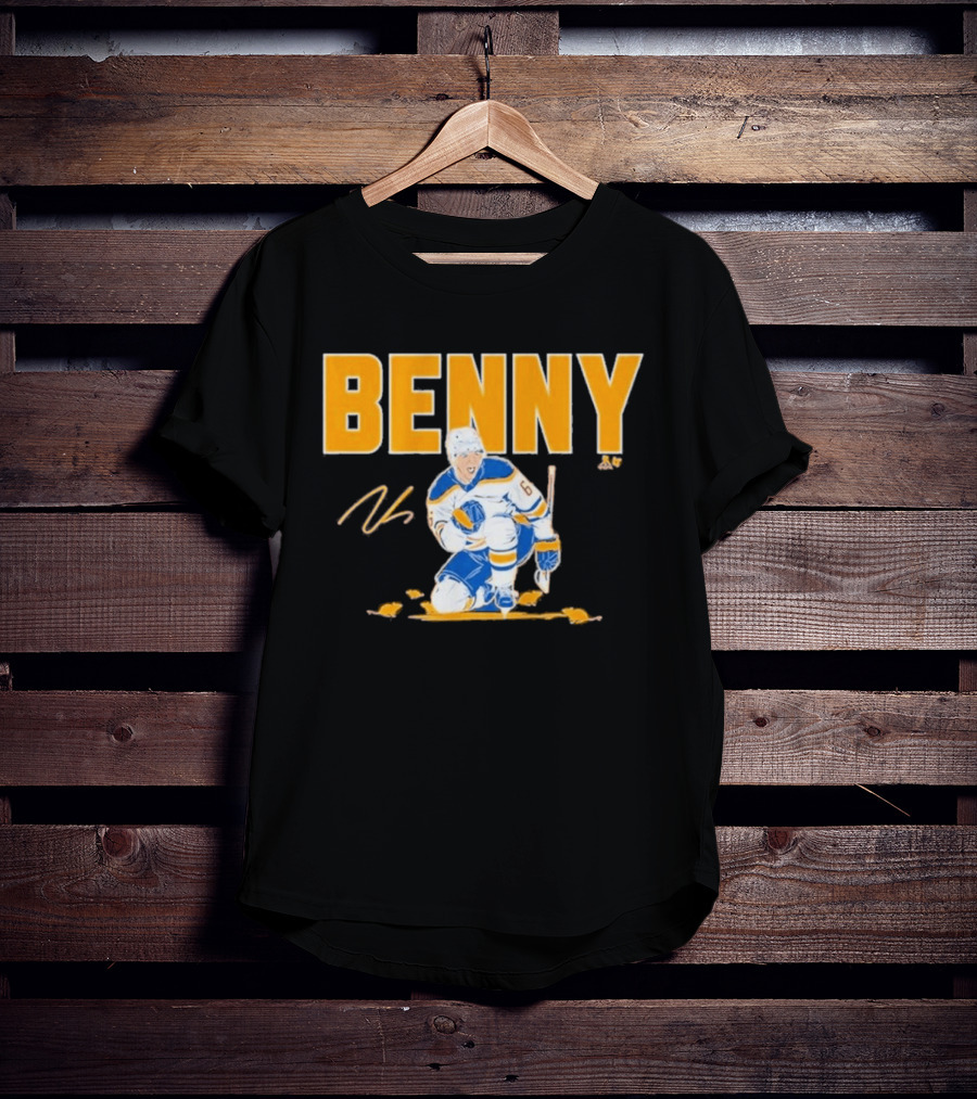 Benny 66 Hockey Player Buffalo Blue And Gold T-Shirt
