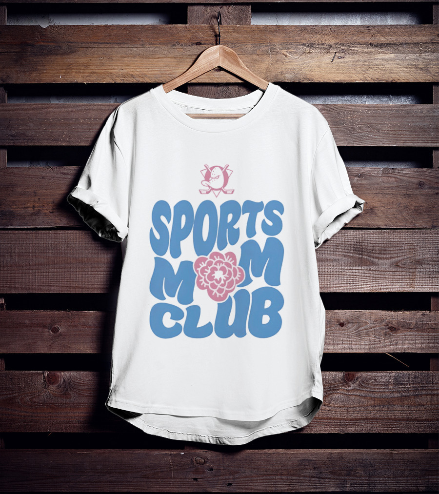 Anaheim Ducks Sports Mom Club Floral Lettering T-Shirt