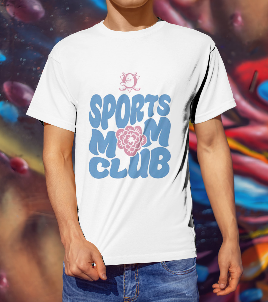 Anaheim Ducks Sports Mom Club Floral Lettering T-Shirt