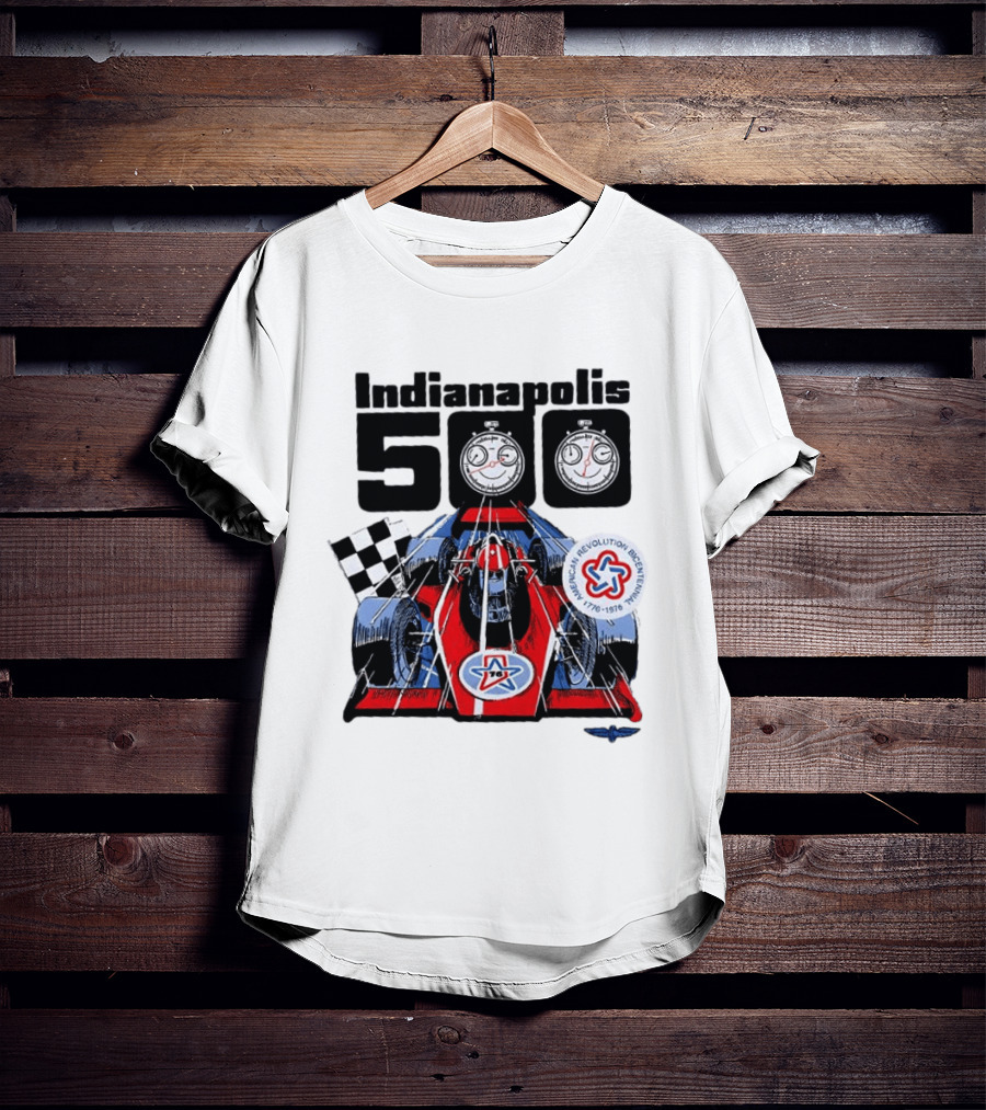 Indianapolis 500 1976 60th Anniversary Racing Car American Revolution Bicentennial T-Shirt