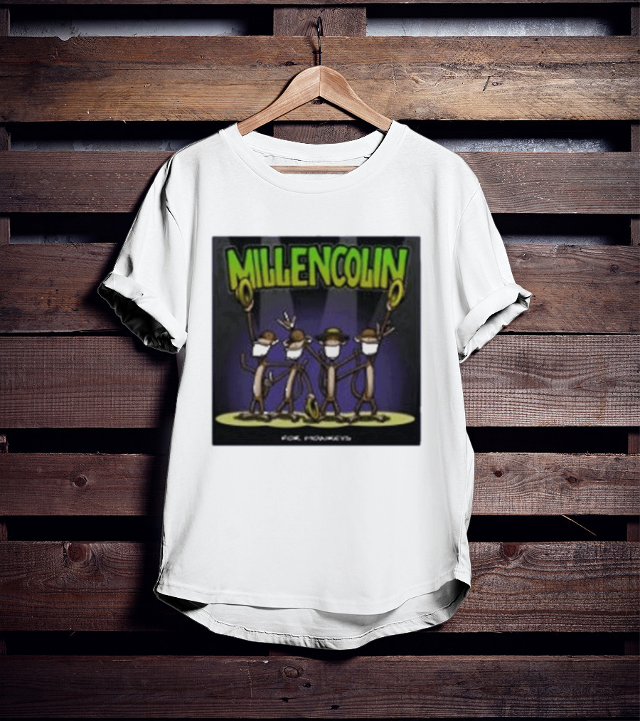 Millencolin For Monkeys Dancing Cartoon Monkeys With Masks And Hats T-Shirt