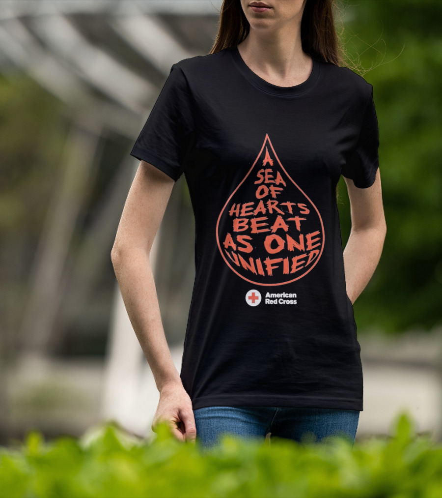 A Sea Of Hearts Beat As One Unified American Red Cross Droplet T-Shirt