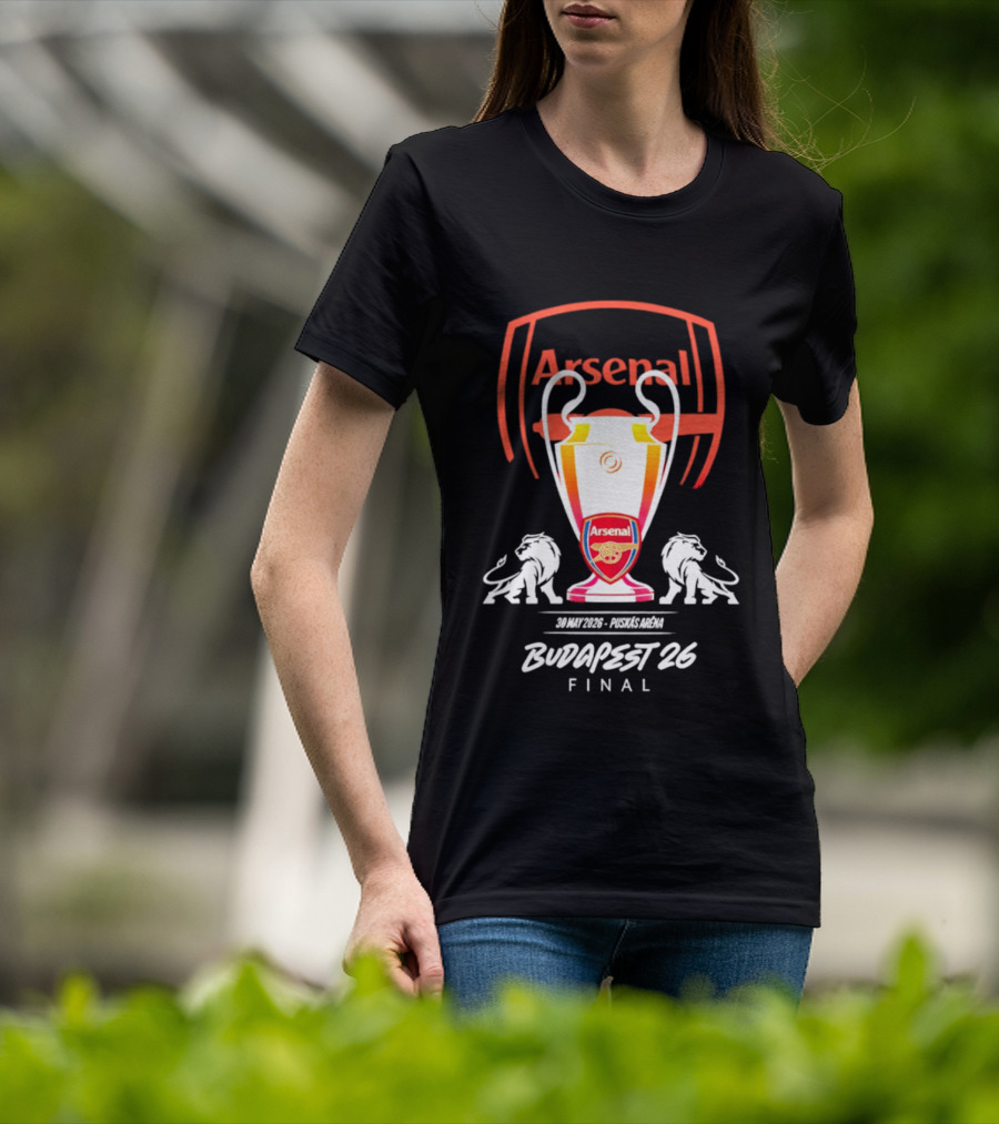 Arsenal Budapest 26 Final Champions League Trophy Lions T-Shirt
