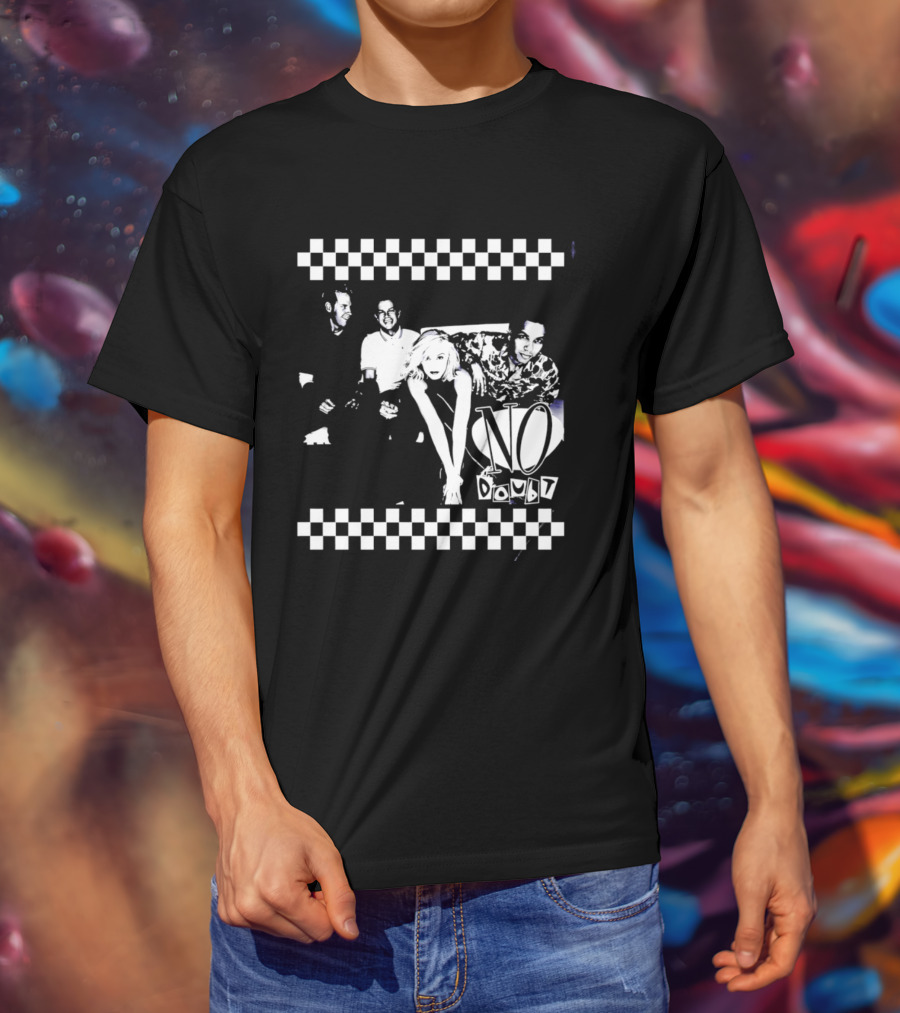 No Doubt Band Gwen Stefani Tony Kanal Eric Stefani Checkered T-Shirt