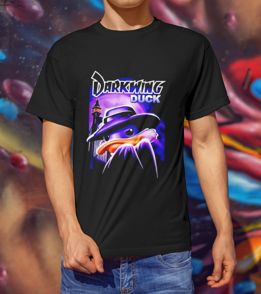 Darkwing Duck Funko Figure Iconic Character With Hat And Cityscape T-Shirt