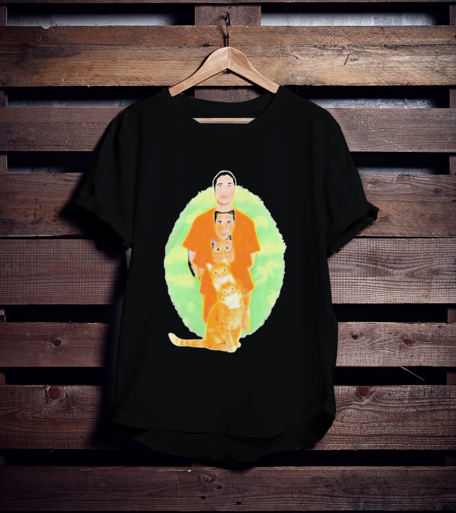 Julian And Logan Julian And Logan Logan Meows With Orange Cat Stack T-Shirt