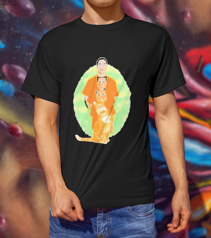 Julian And Logan Julian And Logan Logan Meows With Orange Cat Stack T-Shirt