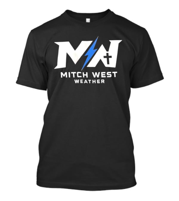Mitch West Weather MW Blue Lightning Bolt Cross T-Shirt