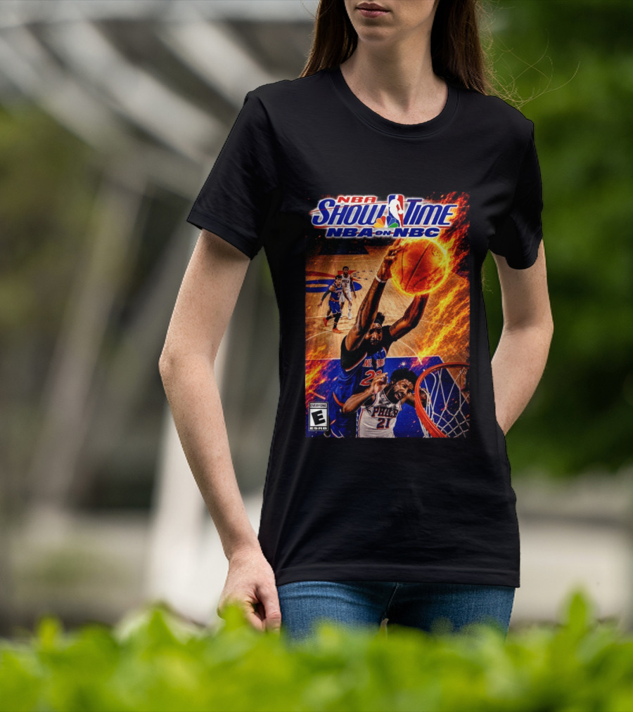 NBA Showtime Dunking Mitchell Robinson On Joel Embiid NBA On NBC T-Shirt