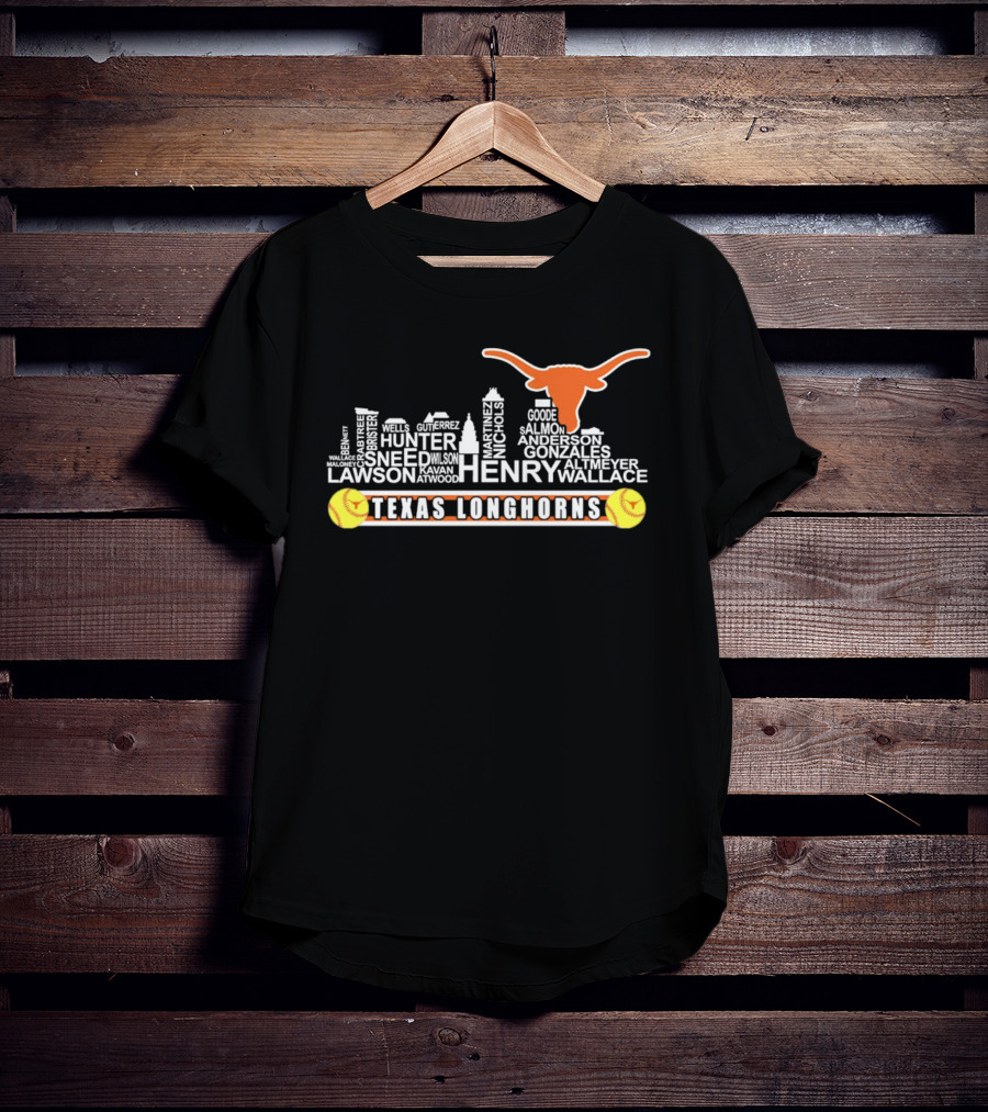 Texas Longhorns Softball Henry Anderson Hunter Skyline T-Shirt