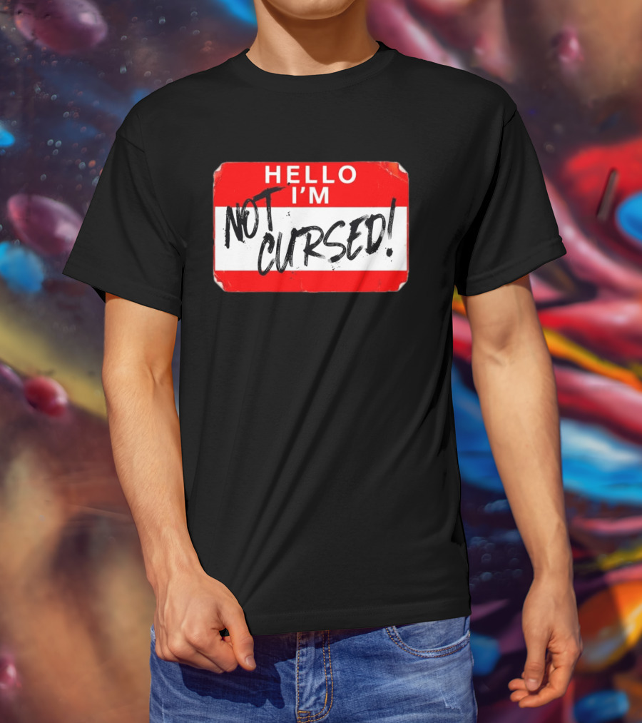 Hello I'm Not Cursed Name Tag Red Plaque T-Shirt