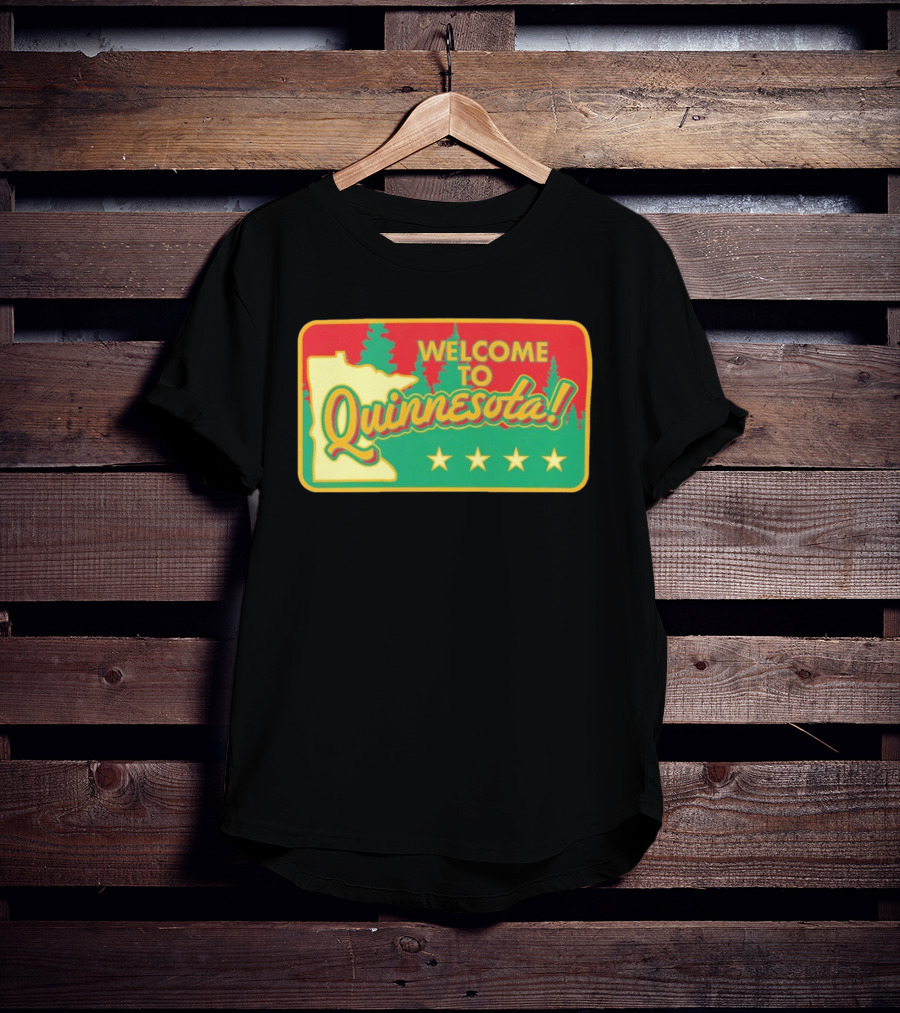 Welcome To Quinnesota State Map Forest Theme With Stars T-Shirt