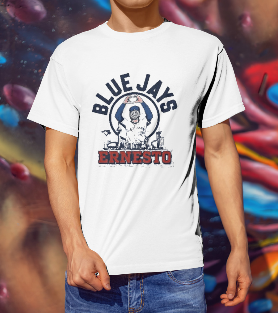 Blue Jays Ernesto Skyline Catch Celebration T-Shirt