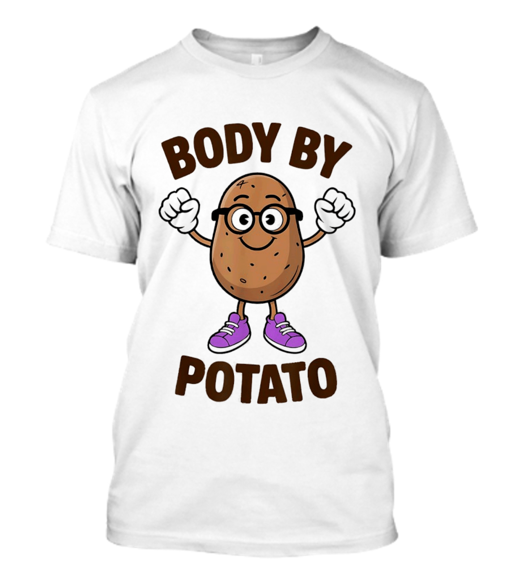 Body By Potato Cartoon Potato With Glasses And Sneakers T-Shirt